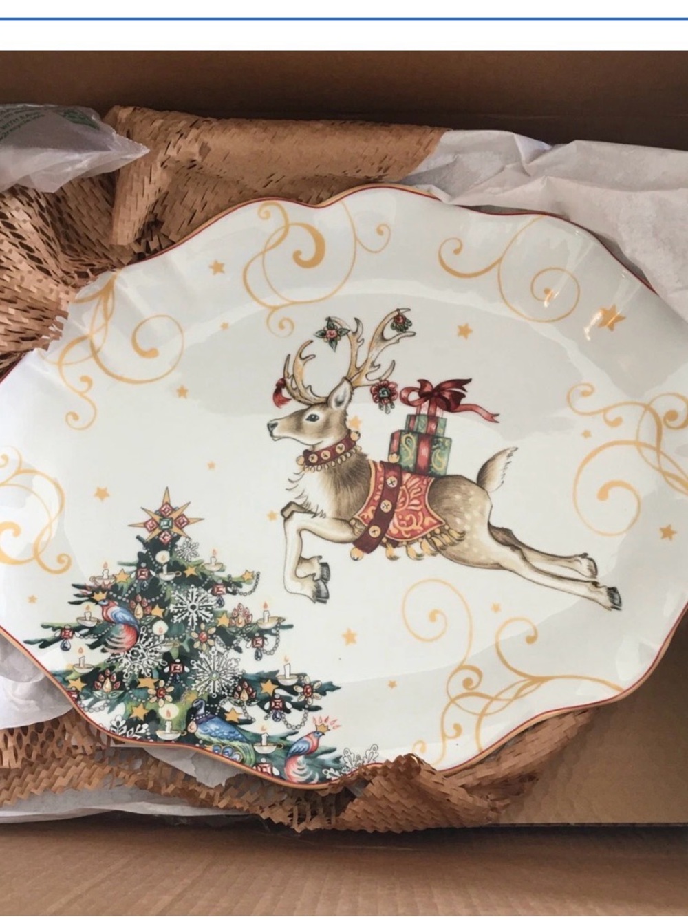 Williams Sonoma White Ceramic Holiday Serving Plate “Twas the Night”NWT